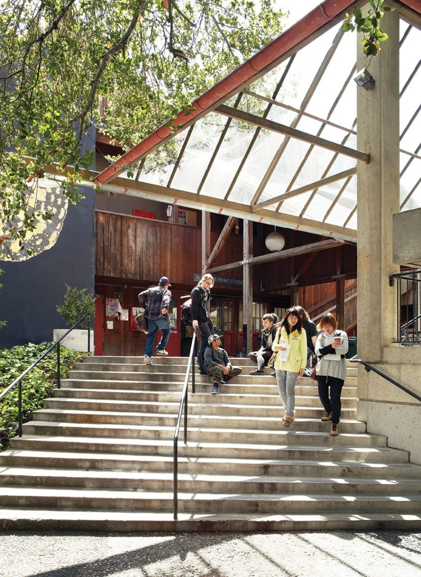Students on an independent college campus